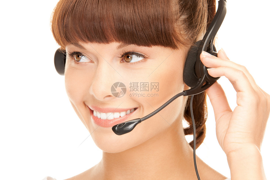 帮助热线中心耳机女性求助操作员办公室服务台服务快乐秘书图片