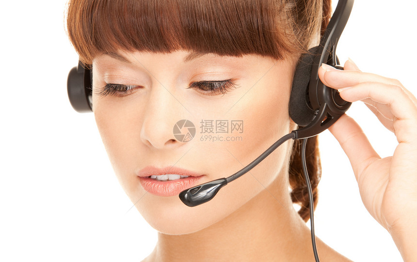 帮助热线女性耳机助手手机办公室商业代理人服务工人求助图片