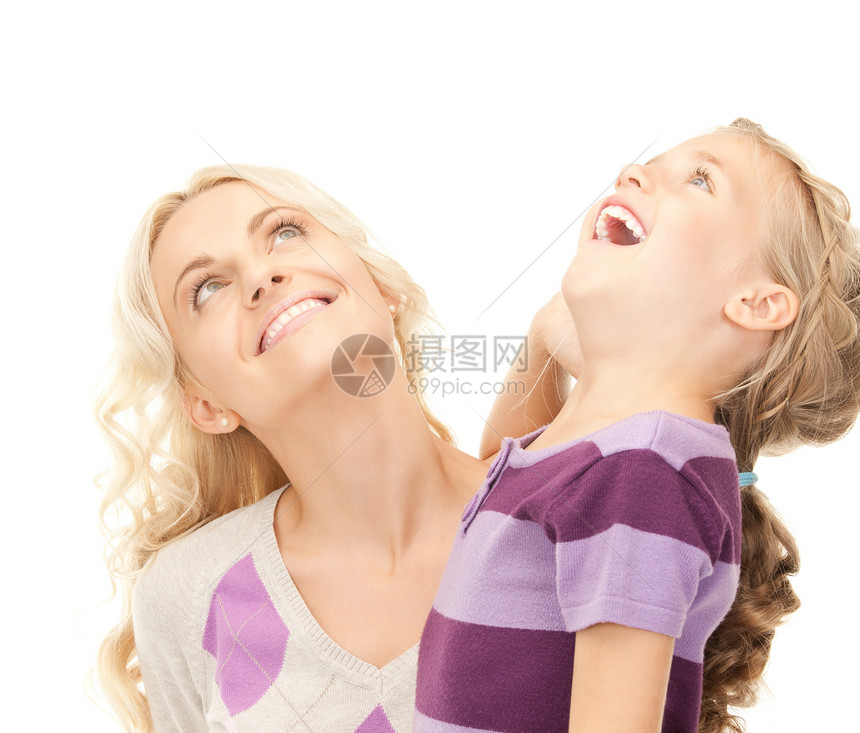 幸福母亲和子女福利女性金发女郎快乐童年父母青春期女儿面孔妈妈图片