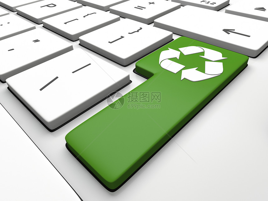 再循环键回收键盘插图符号环境生态技术绿色图片