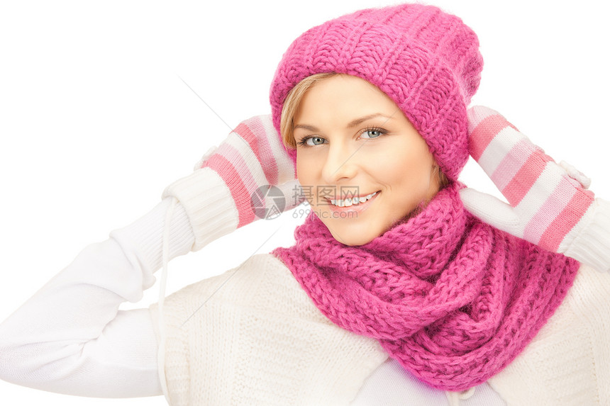 戴冬帽的美女衣服成人季节围巾毛衣女性福利快乐羊毛棉被图片