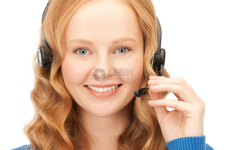 帮助热线服务耳机工人女孩手机助手办公室顾问女性代理人图片