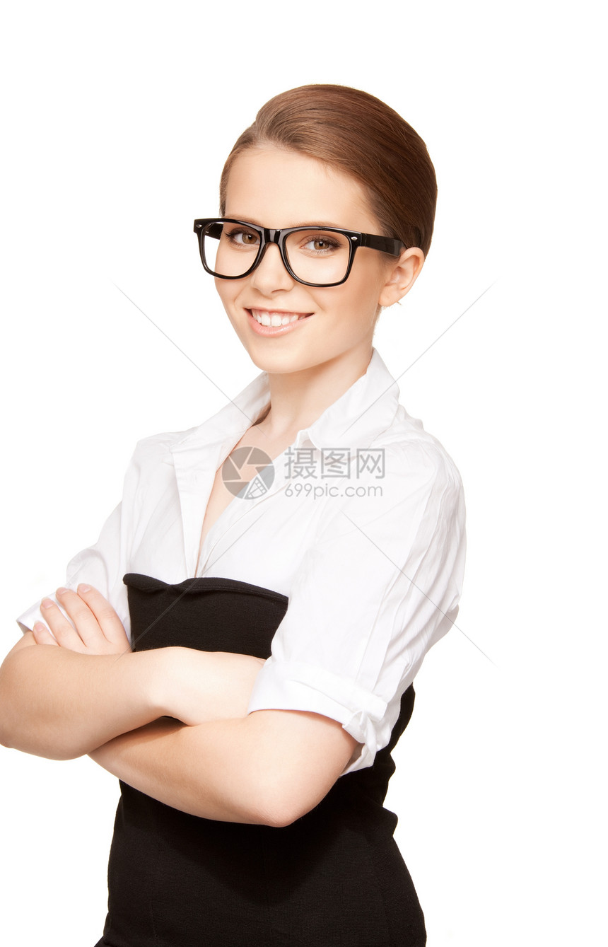 快乐和微笑的女人成人女性职员教育工人青少年人士眼镜商务商业图片
