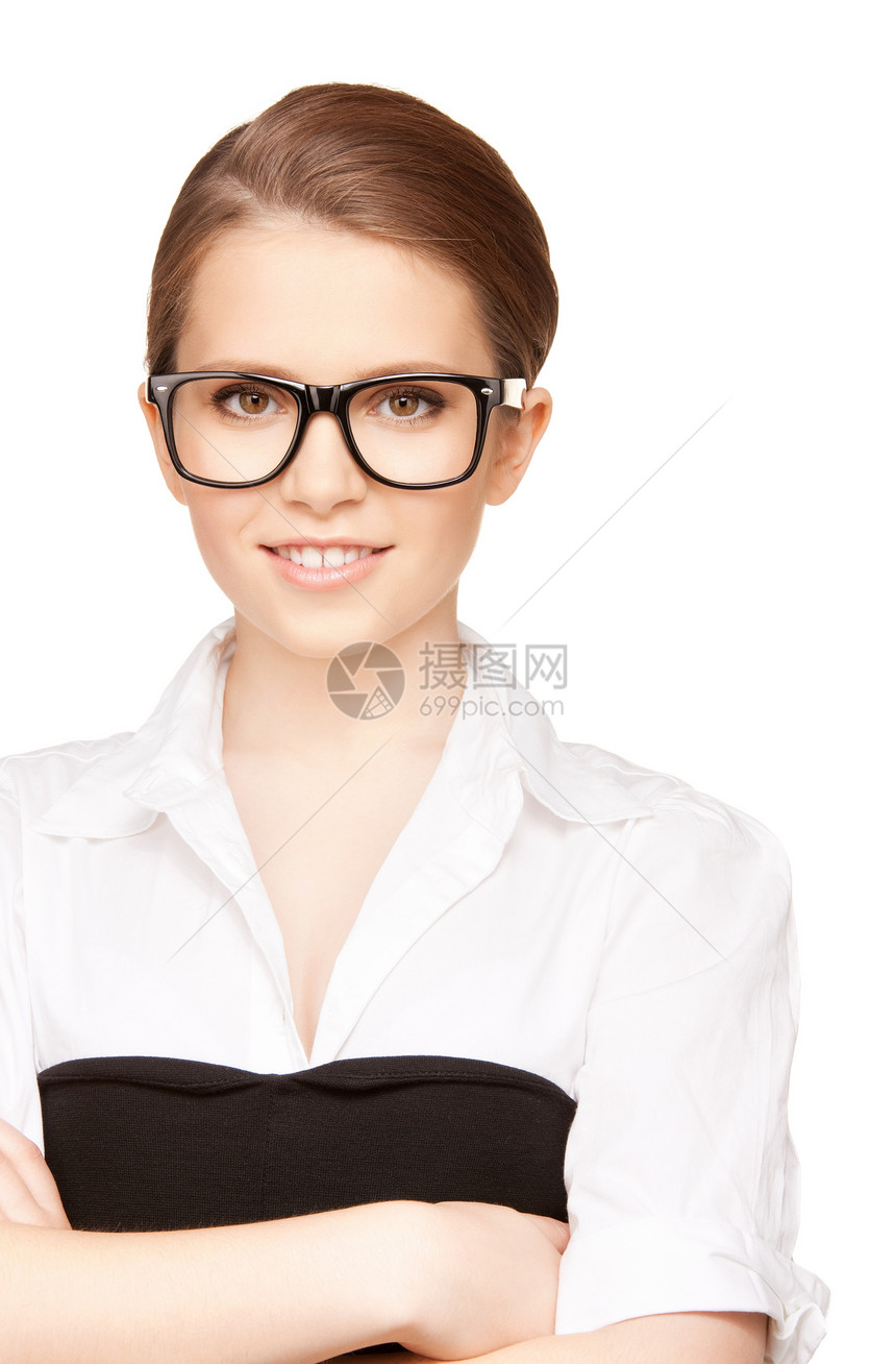 快乐和微笑的女人女孩成人商务教育女性商业伙伴职员工人眼镜图片