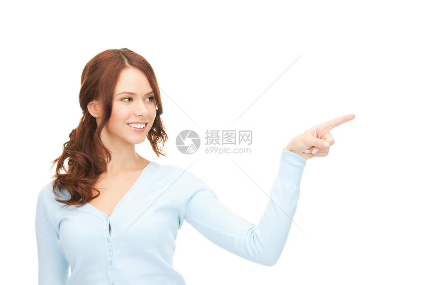 女商务人士指着她的手指手势指责微笑人士女性采摘学生商务商业手臂图片
