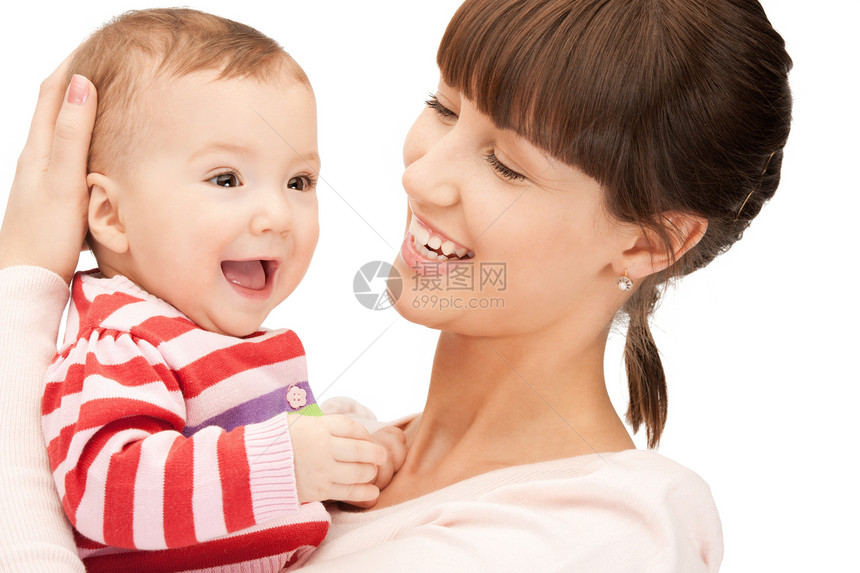 幸福的母亲和可爱的婴儿女士男生生活孩子拥抱母性微笑新生妈妈快乐图片