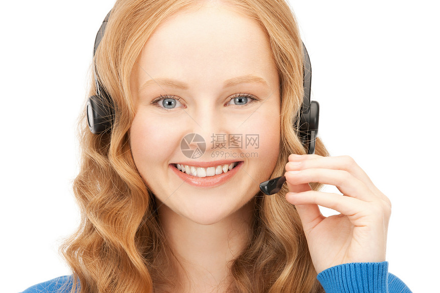 帮助热线顾问工人女孩耳机求助微笑服务代理人快乐操作员图片