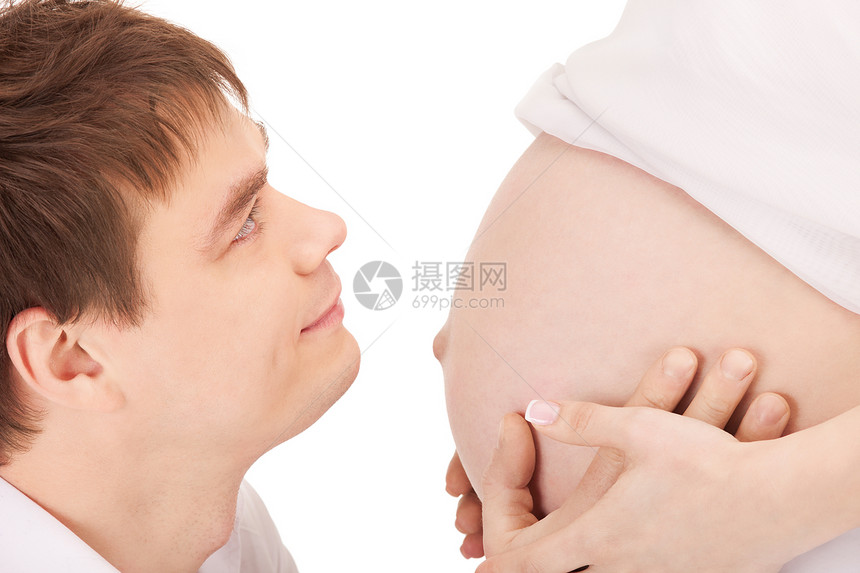 男性和孕妇的腹部母性生活产妇女性检查保健劳动家庭父母母亲图片