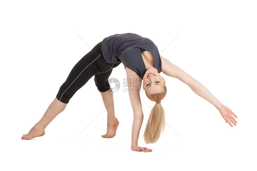 可爱健身教练员女孩女性训练讲师身体活力体操福利平衡力量图片
