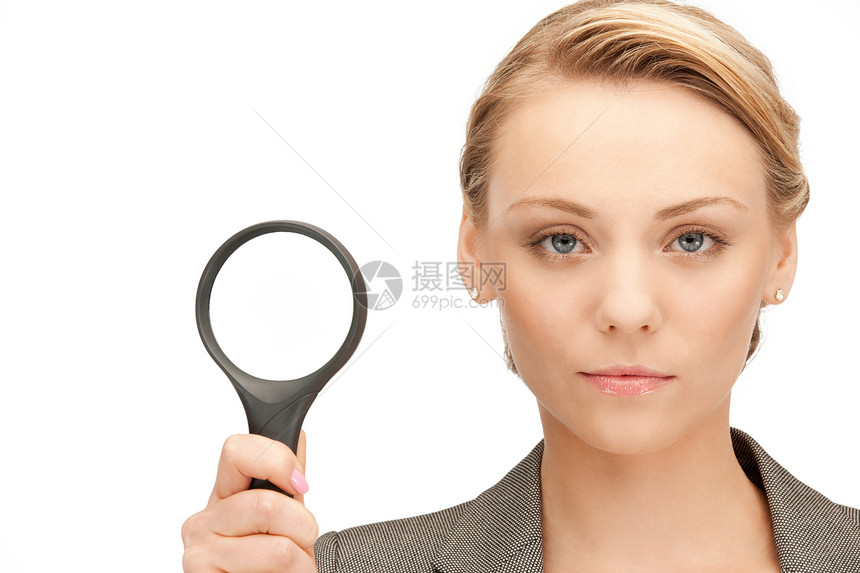 女用放大镜监视勘探玻璃检查乐器商务光学侦探工具女性图片