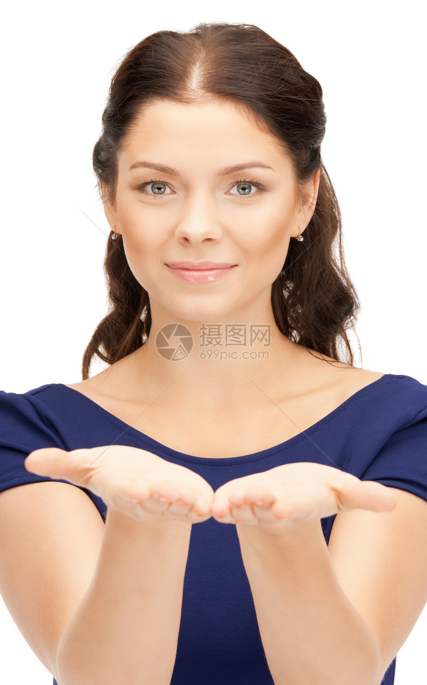 椰枣上的东西快乐成人微笑手势人士白色棕榈青少年商务女性图片