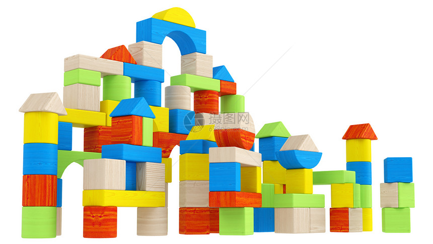不同构建构件的多彩阵列玩具学习游戏建筑三角形消遣玩物创造力立方体正方形图片