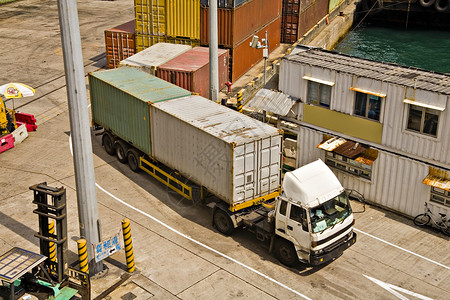 香港集装箱装卸港背景图片