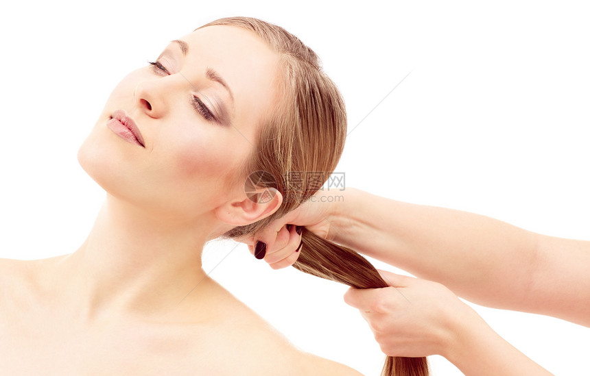 拉马尾辫护理头发女孩女性平衡发型理发皮肤卫生图片