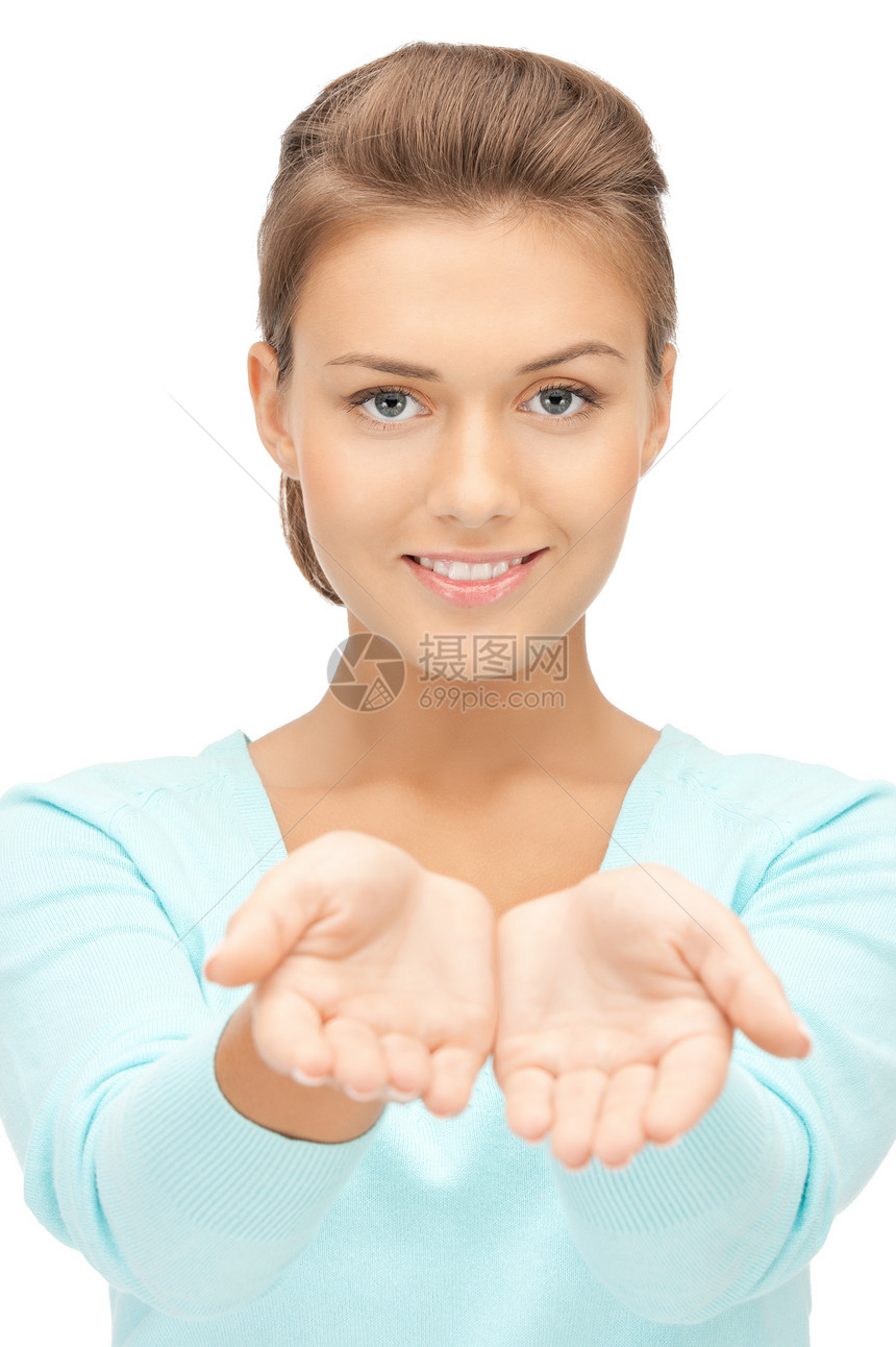 椰枣上的东西青少年成人女性商务女孩微笑棕榈广告人士白色图片