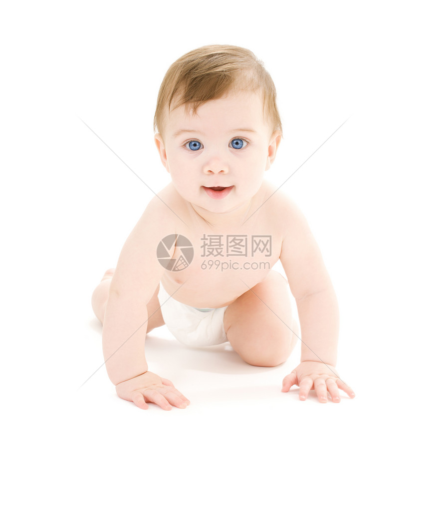 正在爬行的男婴卫生育儿青少年生活尿布幸福男性童年孩子保健图片