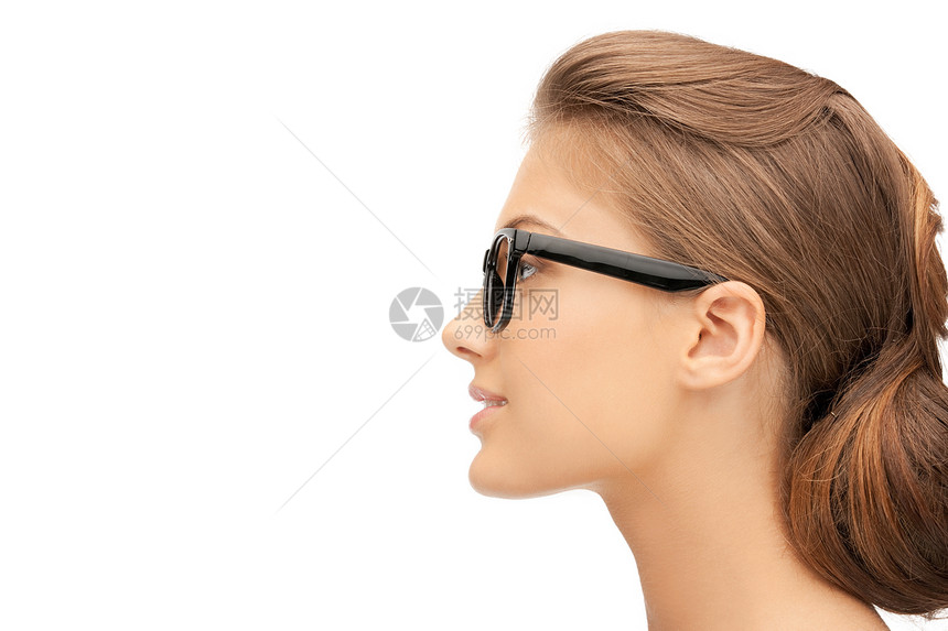 美丽的女子在眼镜中青少年人士学生眼睛光学商务白色女性女孩图片