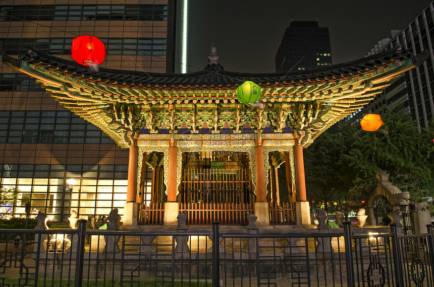 南科雷亚以南汉城中部的寺庙历史旅行城市街道遗产木头建筑物建筑图片