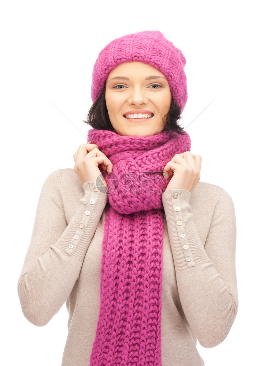戴冬帽的美女福利棉被女孩成人衣服女性围巾幸福帽子羊毛图片