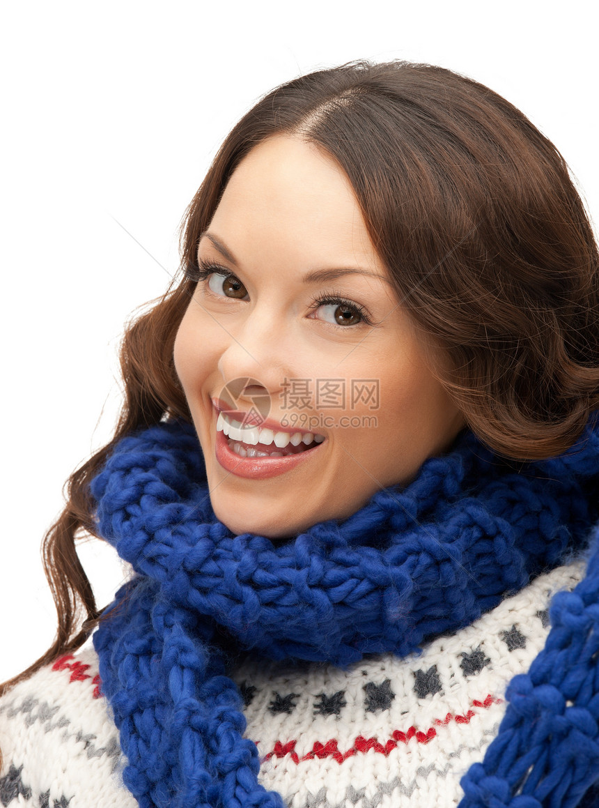 玛夫勒的美女头发幸福福利季节女性衣服微笑棉被成人围巾图片