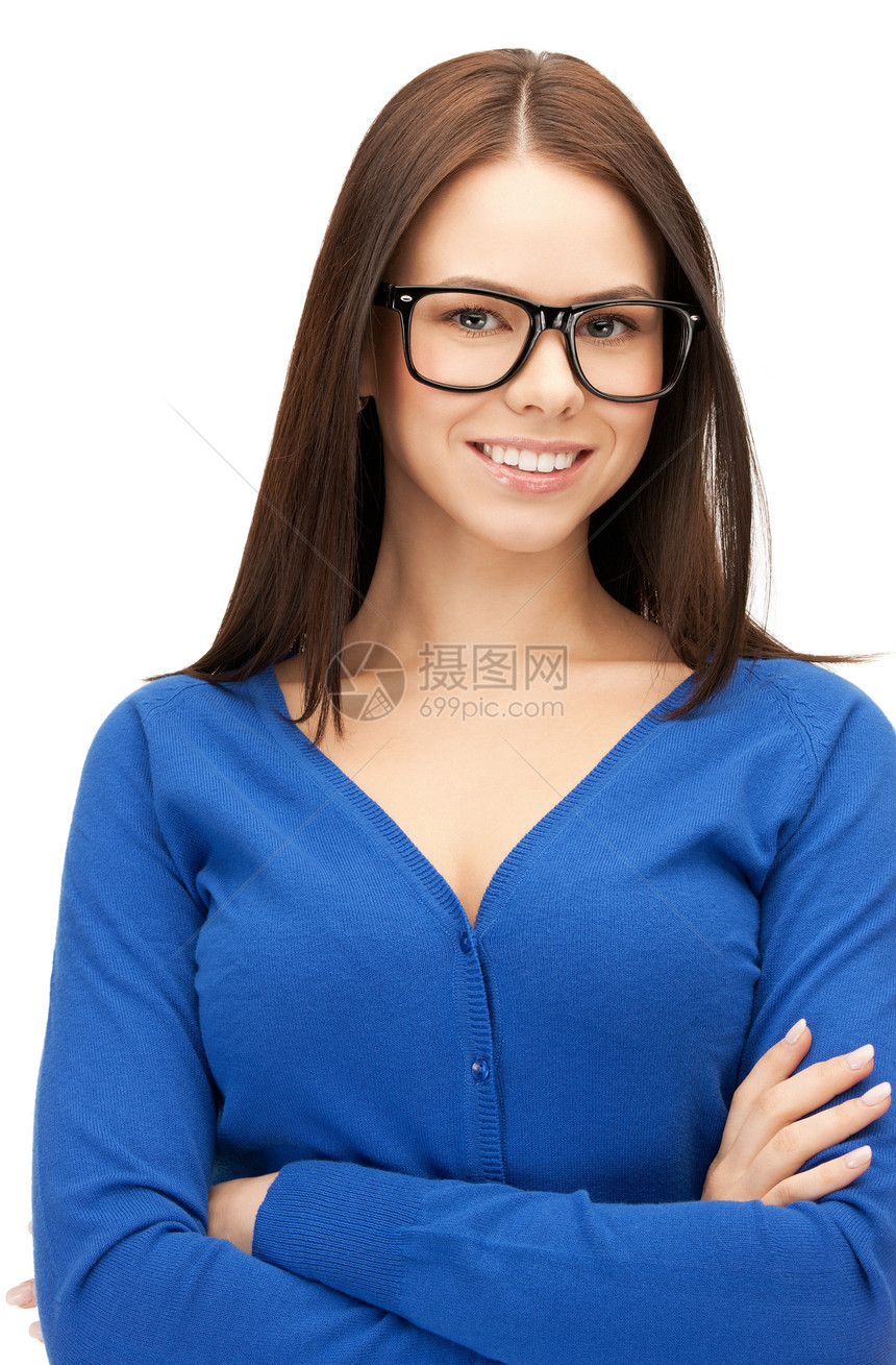 快乐和微笑的女人职员女性学生商务伙伴成人青少年教育女孩眼镜图片