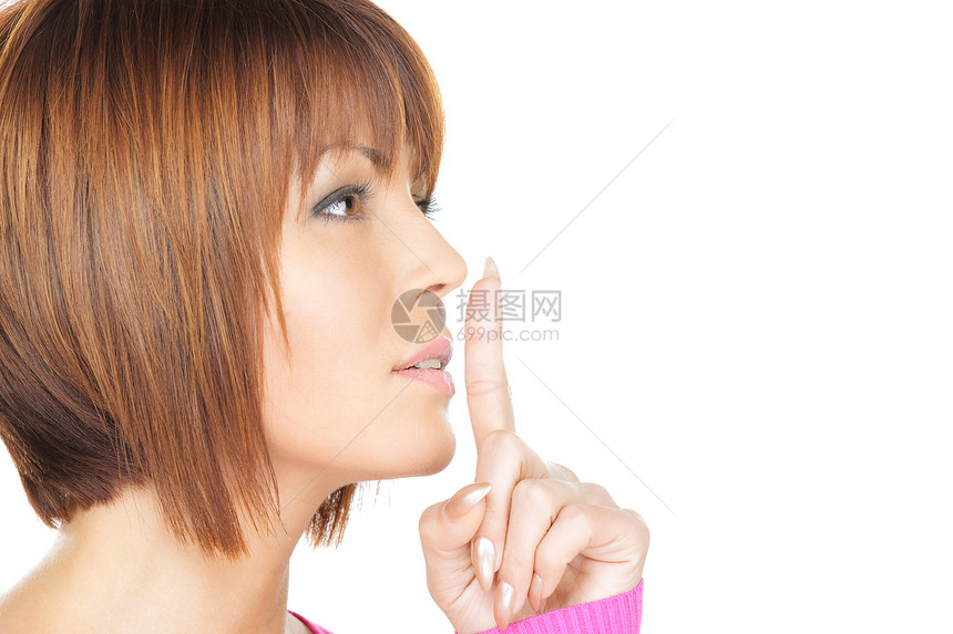 嘴唇上的手指人士商务阴谋警告女性女孩成人手势生意人秘密图片