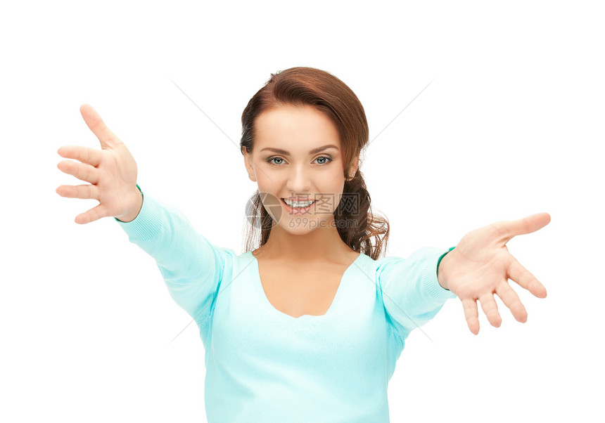 快乐的女人情感商务喜悦成人狂喜手势学生人士女性手掌图片
