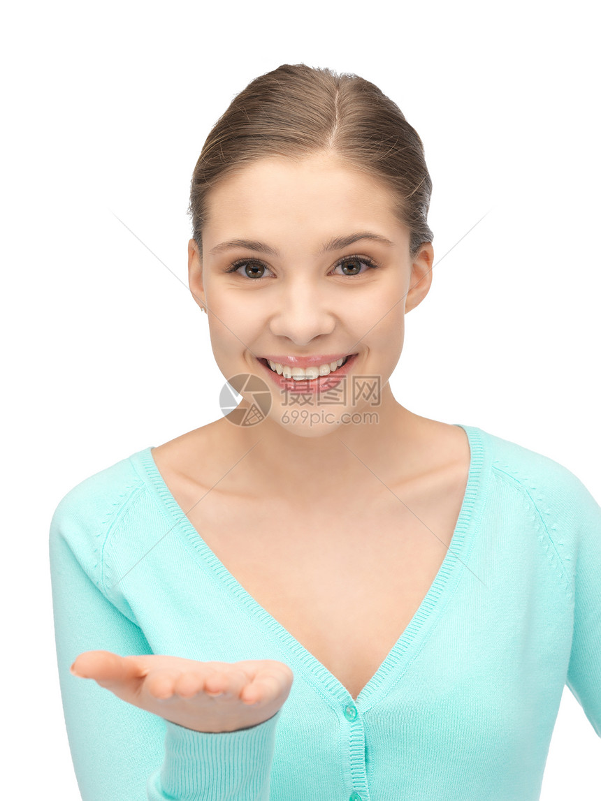 椰枣上的东西手势成人微笑广告女性白色青少年棕榈快乐人士图片
