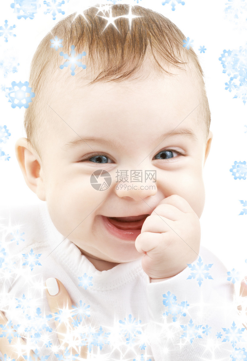 笑着婴儿新生情感生活童年男生孩子雪花皮肤快乐乐趣图片