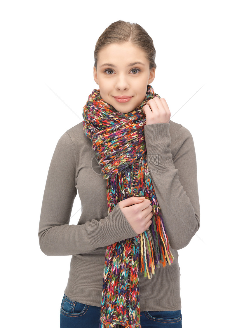 玛夫勒的美女季节微笑女孩棉被羊毛衣服福利女性幸福头发图片