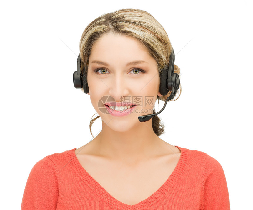 帮助热线顾问商业办公室求助操作员女孩微笑手机女性技术图片