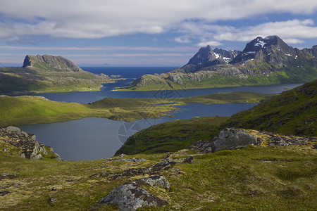 因弗诺Lofoten全景峡湾山脉风景背景