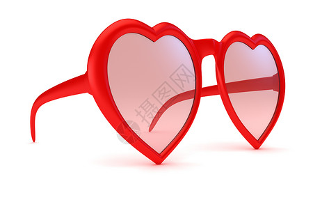 心形眼镜素材时装眼镜魅力太阳心形玫瑰色计算机图形白色幸福活力红色背景