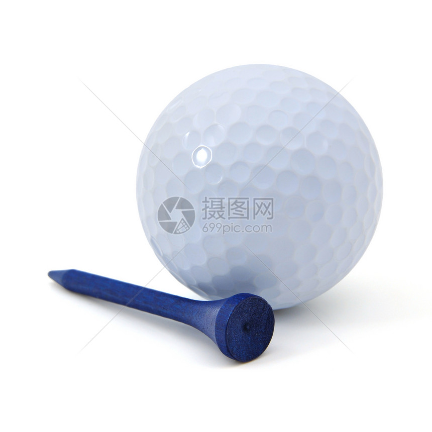 高球球座高尔夫球蓝色木头图片