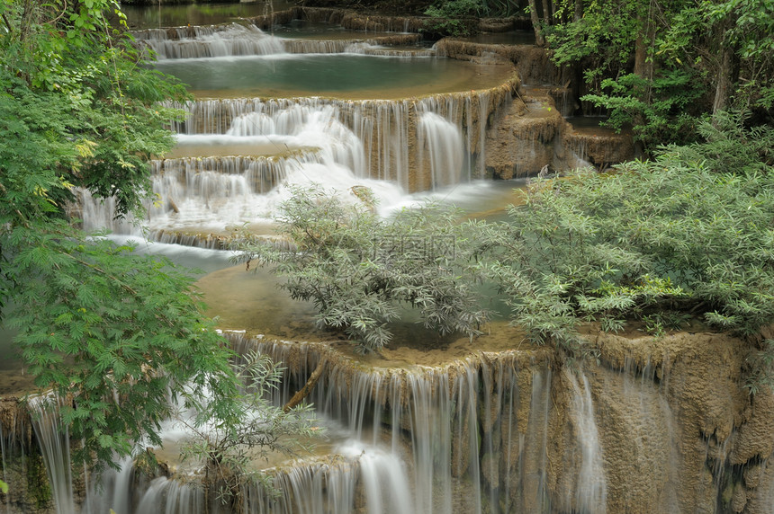 瓦伊梅卡明瀑布岩石光效旅游森林反射云景美化旅行环境水平图片