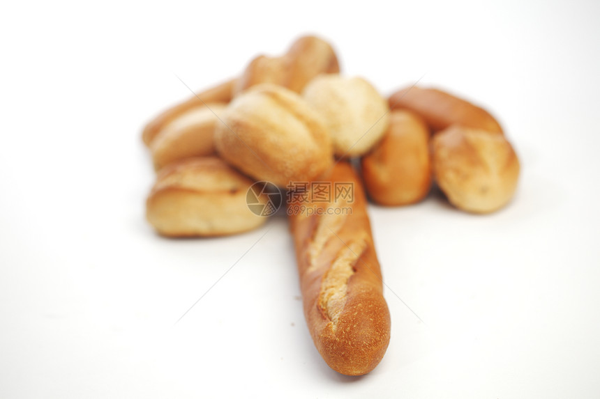 白上孤立的面包小吃包子食欲美食面包棒小麦化合物传统脆皮早餐图片