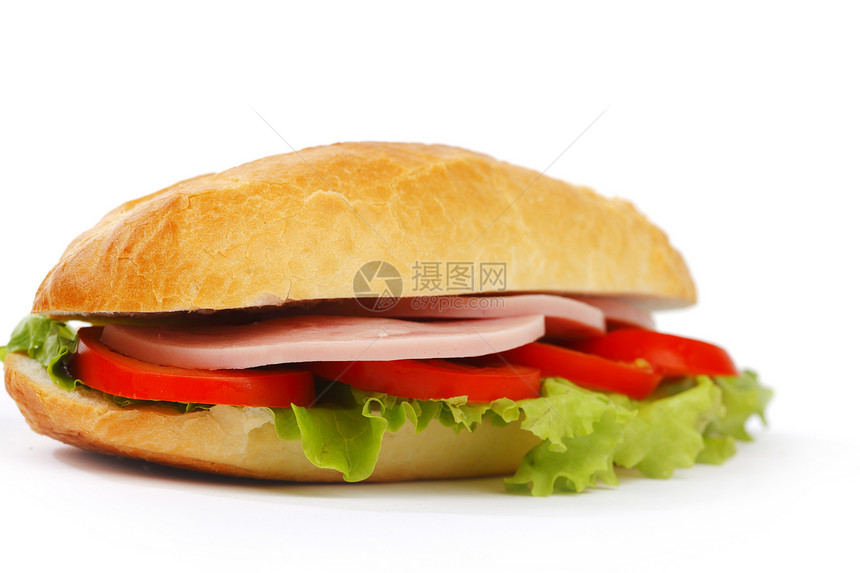以火腿和新鲜蔬菜为三明治特写三明治牛肉营养美食沙拉垃圾面包食物火鸡午餐猪肉图片