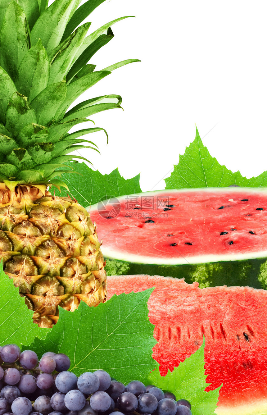 丰富多彩的健康新鲜水果养分果汁酒厂菠萝甜点植物食物藤蔓茶点酿酒图片