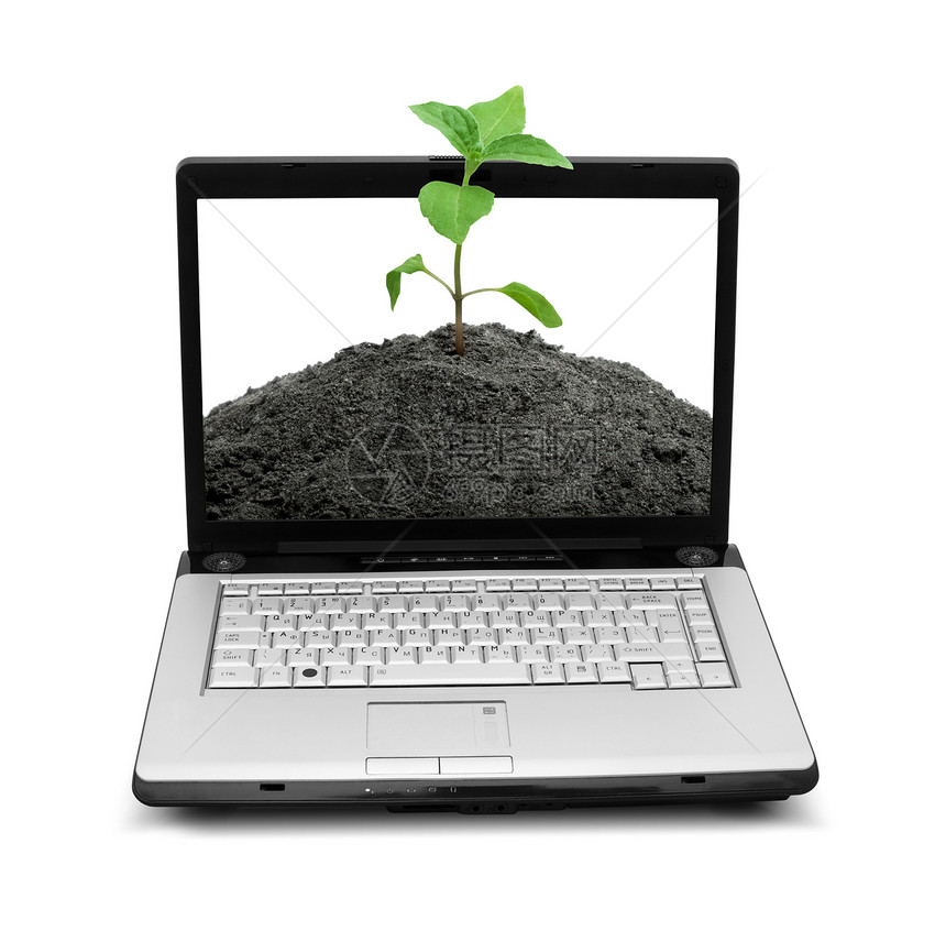 开放式笔记本电脑监视器键盘幼苗技术生育力展示草皮场地商业钥匙图片