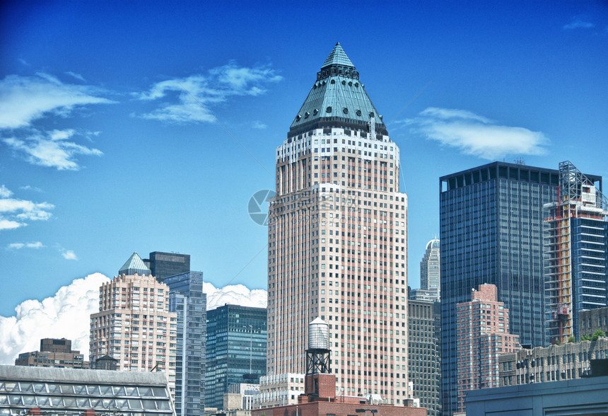 曼哈顿的摩天大楼建筑学旅行游客建筑天际景观商业旅游地标全景图片