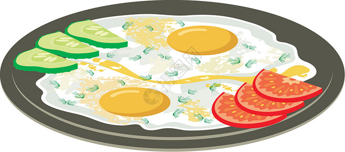 炒马蹄片带蔬菜的炒鸡蛋产品饮食茴香早餐黄瓜小吃美食食物炊具插图插画