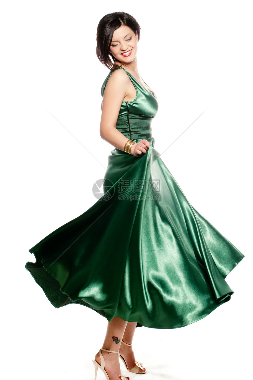 绿色长裙图片