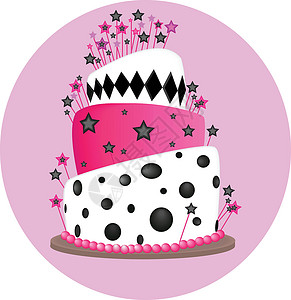 生日粉色皇冠粉红色蛋糕庆典食物糖果派对甜点插图生日粉色磨砂小雨插画