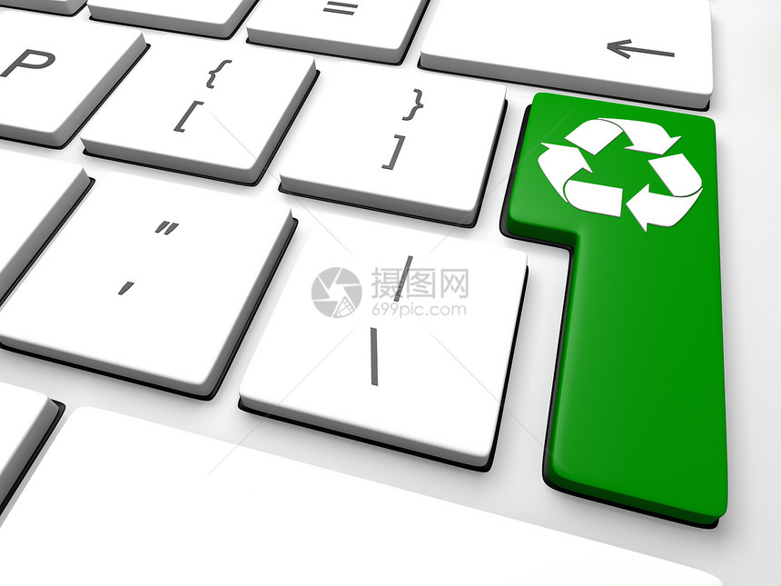 再循环键技术环境回收绿色键盘插图符号生态图片