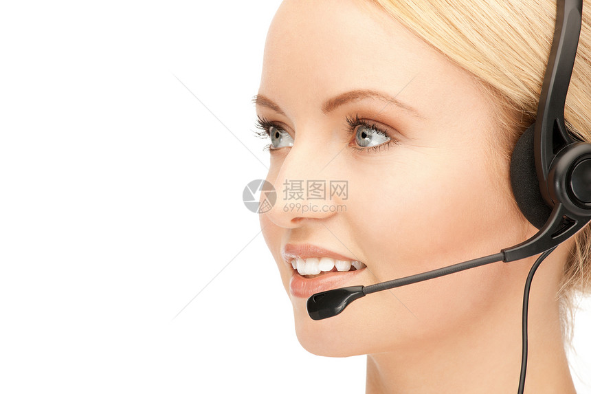 帮助热线中心商业微笑女孩服务台手机工人代理人办公室顾问图片
