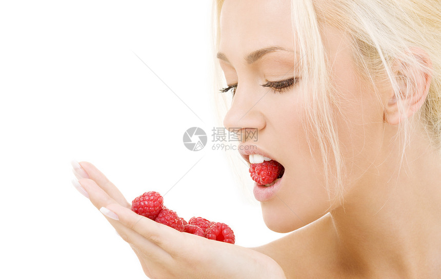 树莓草莓金发女郎营养福利食物饮食活力覆盆子女性幸福皮肤图片