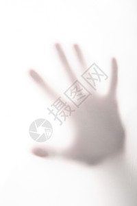 可怕的手手指传播玻璃阴影白色背景图片
