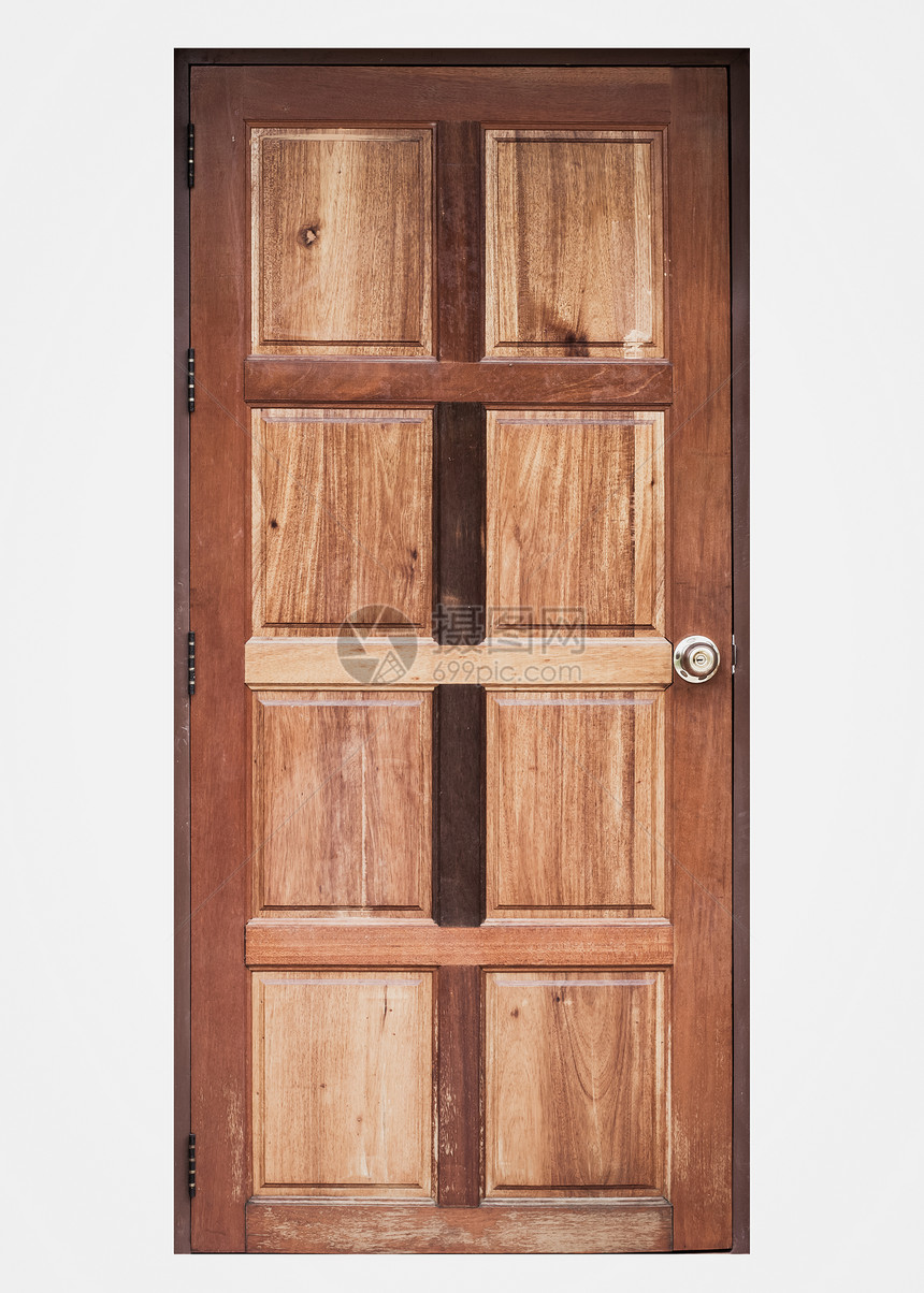 白色隔绝的木门木板橡木入口锁孔房子棕色图片