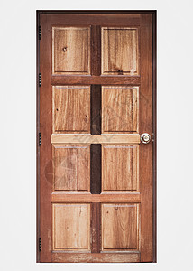 白色隔绝的木门木板橡木入口锁孔房子棕色背景图片