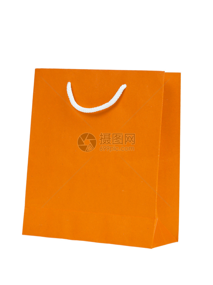 纸袋 橙色市场开支礼物购物回收工作室白色图片